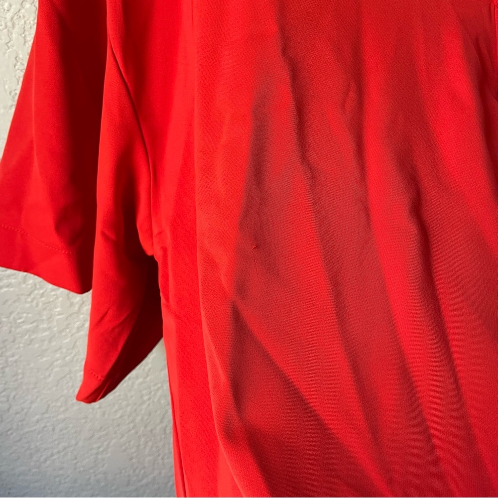 Melloday Womens Large Red Split Neck Short Sleeve Tunic Top Office Business - Picture 5 of 10
